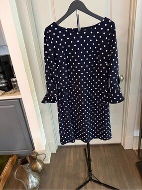 Karl Lagerfeld Navy and White Polka Dot Dress